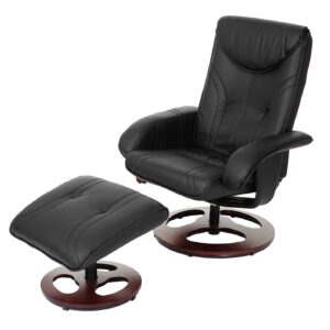 Poltrona relax reclinabile girevole in ecopelle nera
