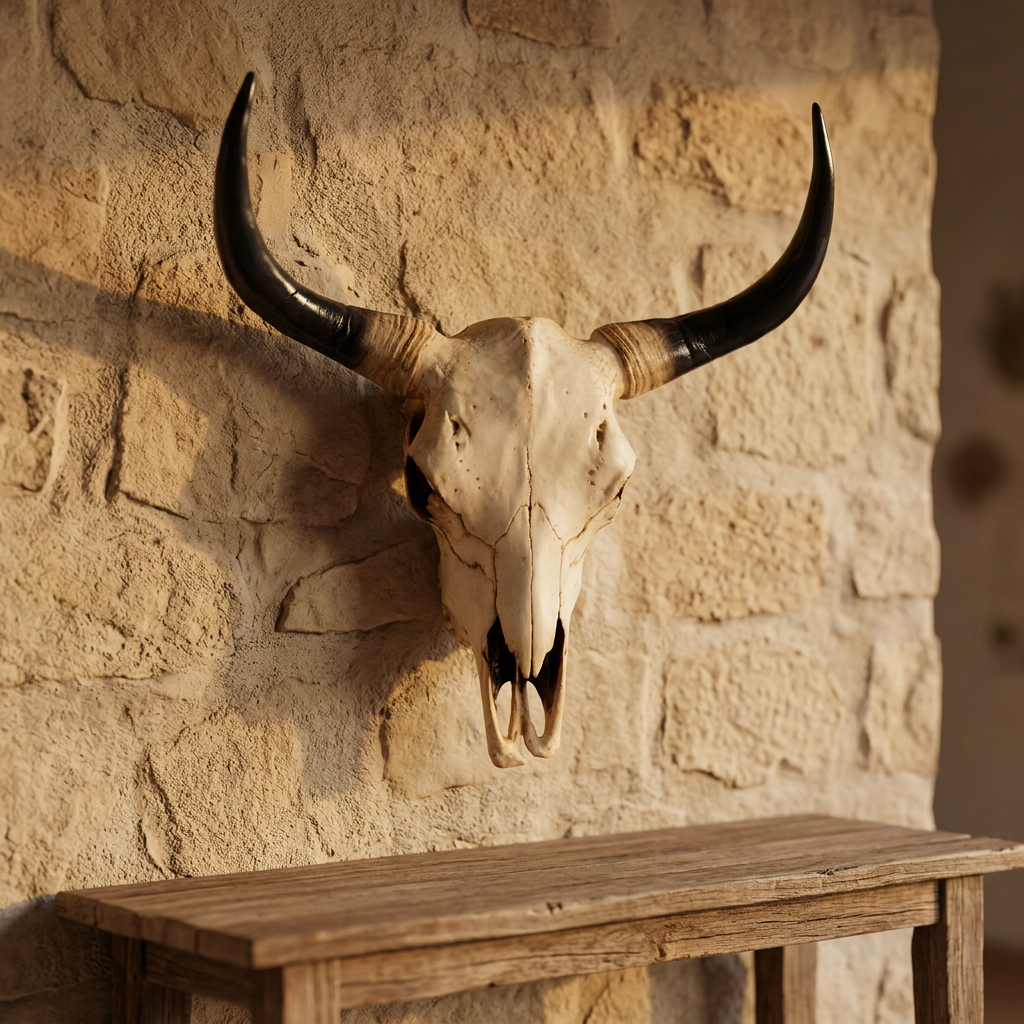 Trofeo teschio toro da parete 45 cm